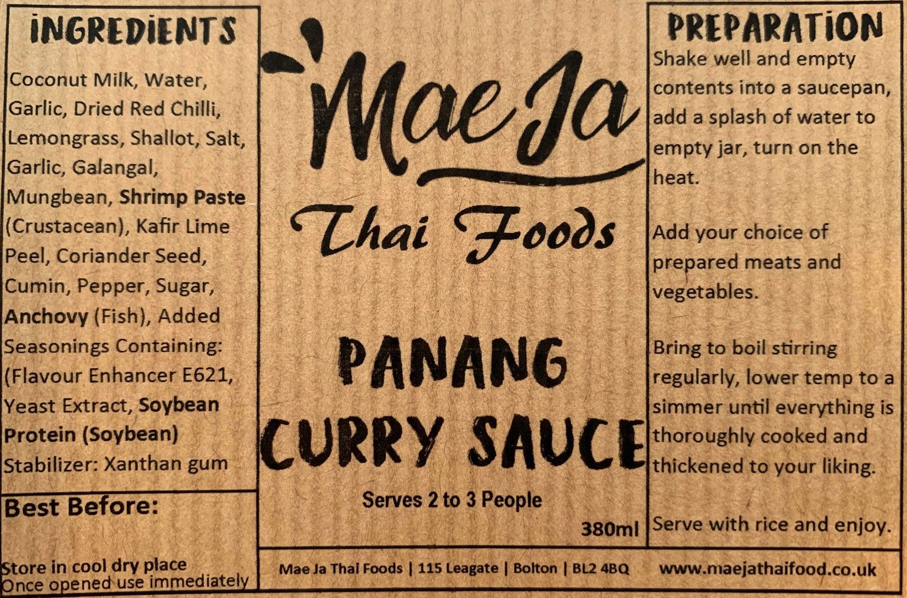 Thai Panang Curry Ingredients List